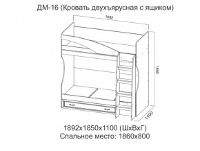 ДМ-16 Кровать двухъярусная с ящиком в Ялуторовске - yalutorovsk.magazin-mebel74.ru | фото