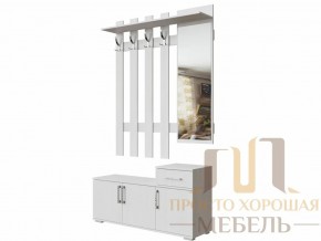 Вешалка с зеркалом 1,0 м №3 Ясень Анкор светлый в Ялуторовске - yalutorovsk.magazin-mebel74.ru | фото